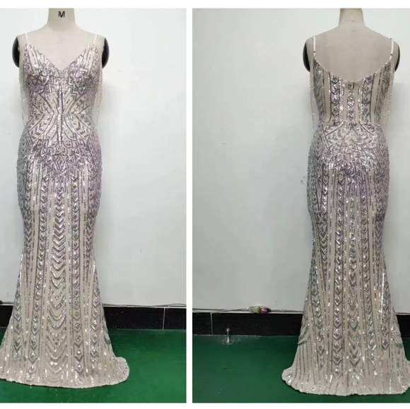 Custom Made Elegant Silver Evening Gown - Picture 14 of 14